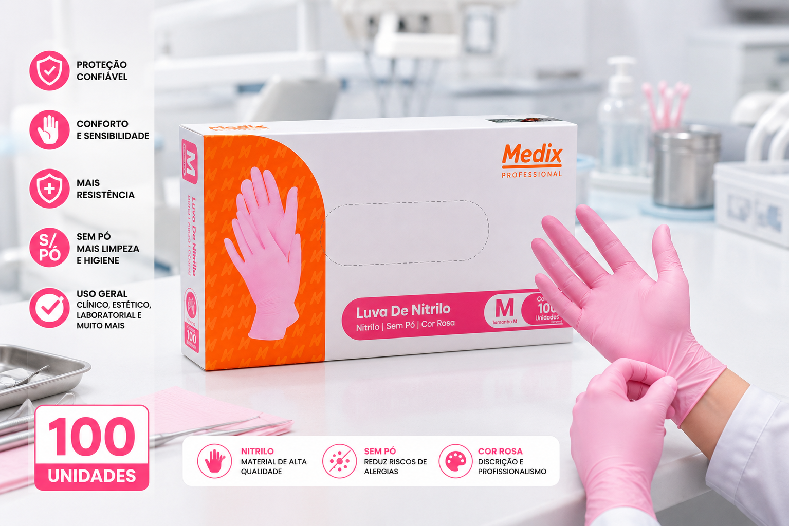Luvas de nitrilo distribuídas pela SAFY Medical Supply